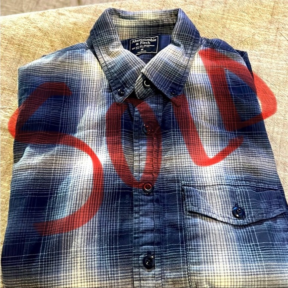 Abercrombie blue plaid flannel size M - Picture 1 of 5